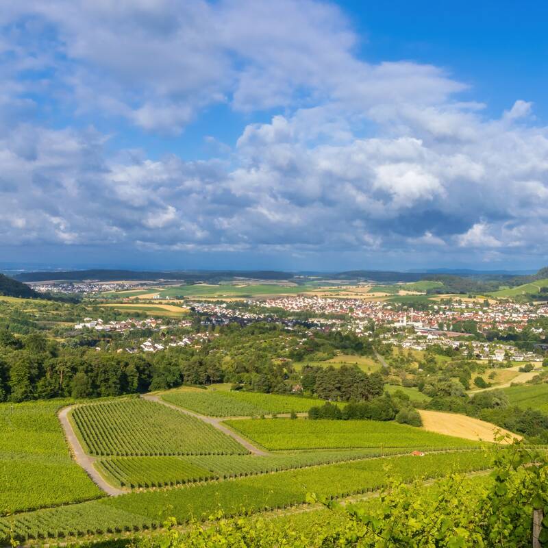 Panorama von Oberstenfeld mit Wolken